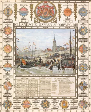 Kalender bij eeuwfeest aankomst van de prins van Oranje te Scheveningen, 1813-1913 by Jan Hoynck Van Papendrecht Oil Painting