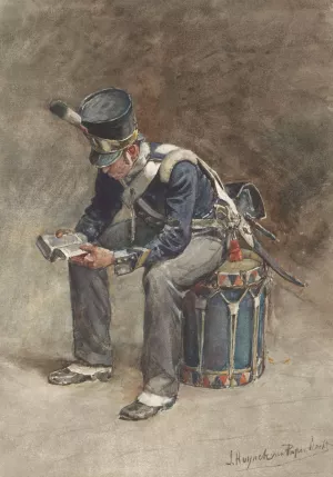 Zittende lezende tamboer van de infanterie Oil painting by Jan Hoynck Van Papendrecht
