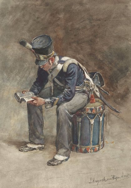 Zittende lezende tamboer van de infanterie  by Jan Hoynck Van Papendrecht - Hand-Painted Oil Painting Reproduction
