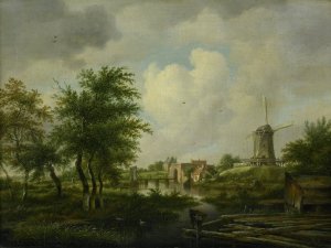 De vervallen wal te Amsterdam met de Weteringpoort, gezien over de Buitensingel by Jan Hulswit Oil Painting