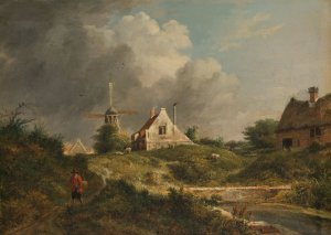 Gezicht aan de vervallen wal te Amsterdam aan de stadszijde tussen de Muiderpoort en de Weesperpoort by Jan Hulswit Oil Painting