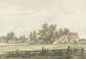 Landschap met boerderij by Jan Hulswit Oil Painting