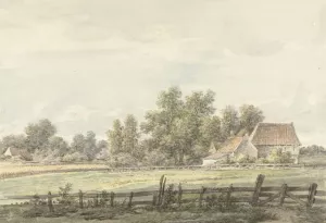 Landschap met boerderij Oil painting by Jan Hulswit