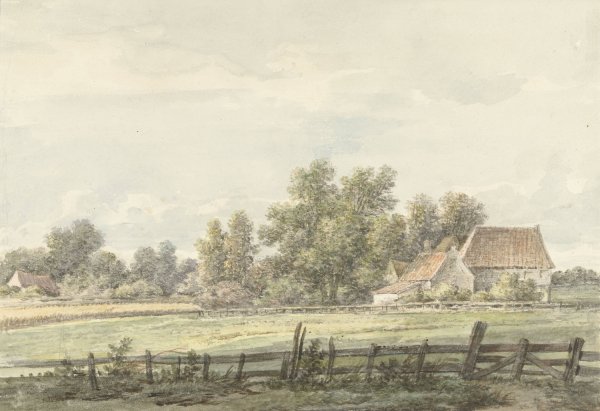 Main Product Photo of Landschap met boerderij  Painting by Jan Hulswit