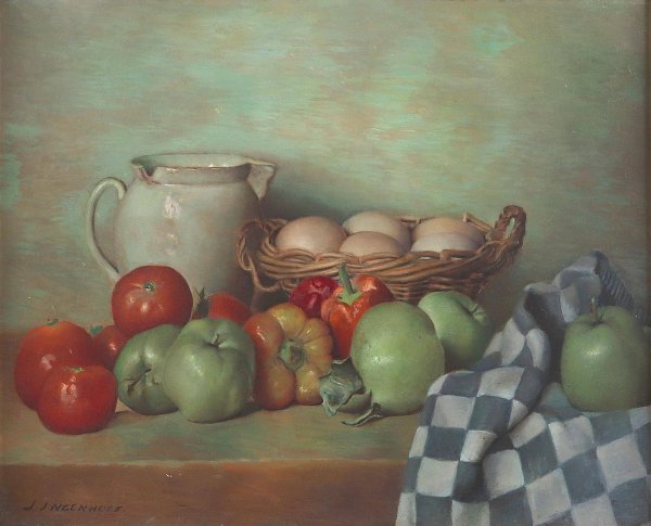Kuchenstillleben mit Eiern by Jan Ingenhoes - Hand-Painted Oil Painting Reproduction