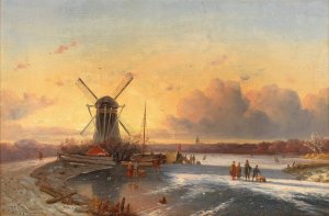 Fun On The Ice by Jan Jacob Coenraad Spohler Oil Painting