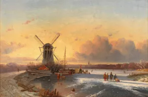 Fun On The Ice by Jan Jacob Coenraad Spohler Oil Painting