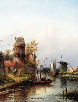Vue De Buiksloot Pres D'Amsterdam by Jan Jacob Spohler Oil Painting