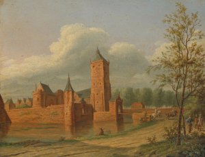 Batestein Castle near Vianen by Jan Jacob Teyler Van Hall Oil Painting