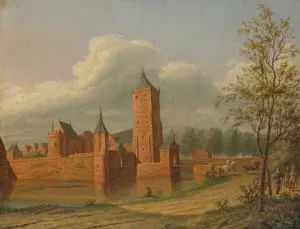 Batestein Castle near Vianen by Jan Jacob Teyler Van Hall Oil Painting