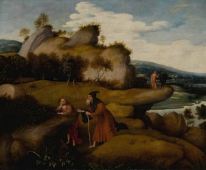 The Temptation of Christ by Jan Jansz Mostaert Oil Painting