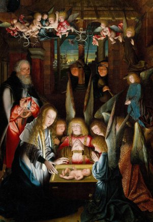 The Adoration of the Christ Child by Jan Joest Of Kalkar (Follower) Oil Painting