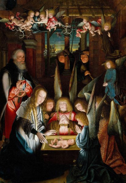 Main Product Photo of The Adoration of the Christ Child Painting by Jan Joest Of Kalkar (Follower)