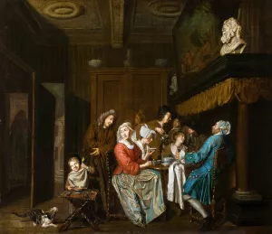 A Tea Party by Jan Josef Horemans The Elder Oil Painting