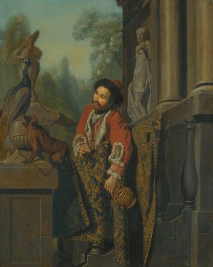 An Elegant Turkish Gentleman At a Balustrade by Jan Josef Horemans The Elder Oil Painting