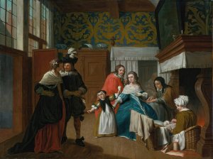 A Sick Woman With Her Family And Attendants In An Interior by Jan Josef Horemans The Younger Oil Painting