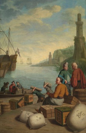 View of a Eastern Harbour by Jan Josef Horemans The Younger Oil Painting