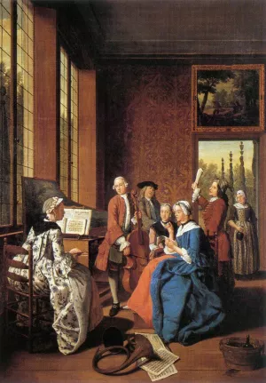 Concert in an Interior painting by Jan Jozef Ii Horemans