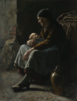 Granny's treasure by Jan Kauzik Oil Painting