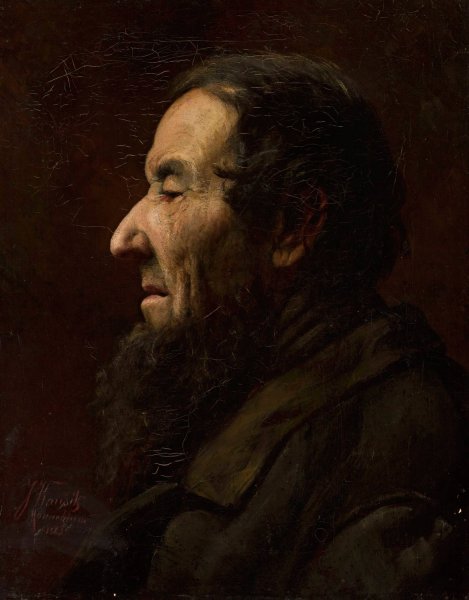 Male portrait in profile, study  by Jan Kauzik - Hand-Painted Oil Painting Reproduction