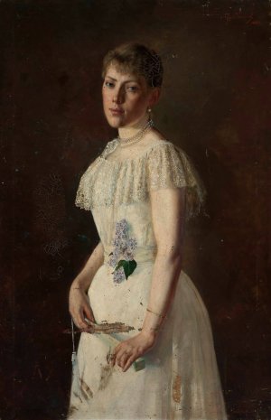 Portrait of Wanda Suchocka by Jan Kauzik Oil Painting