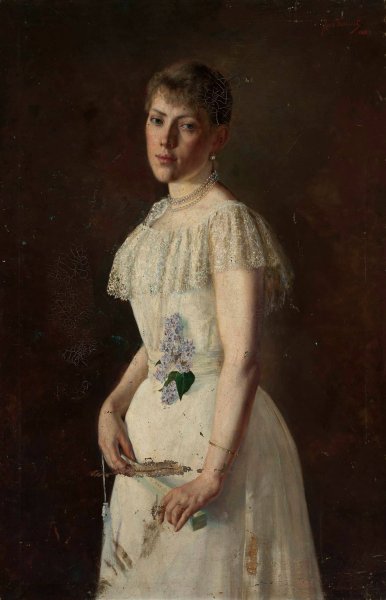 Portrait of Wanda Suchocka  by Jan Kauzik - Hand-Painted Oil Painting Reproduction