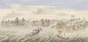 Gezicht op Malakka vanaf zee Oil painting by Jan Keldermans