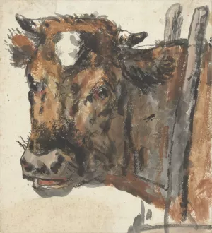 Kop van een koe by Jan Kobell II Oil Painting