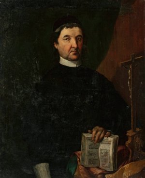 Portrait of a priest by Jan Krzysztof Damel Oil Painting