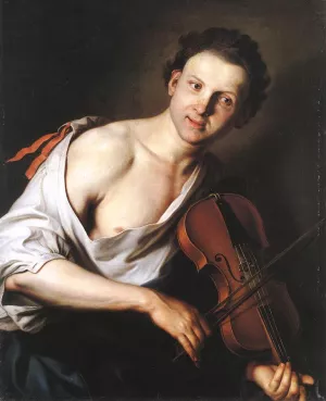 Young Man with a Violin Oil painting by Jan Kupecky