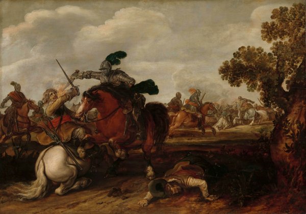 A Cavalry Charge  by Jan Martszen De Jonge - Hand-Painted Oil Painting Reproduction