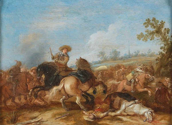 A Cavalry Engagement by Jan Martszen De Jonge - Hand-Painted Oil Painting Reproduction