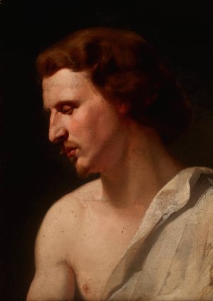 Academic study - young man by Jan Matejko Oil Painting