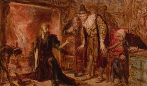 Alchemist Sendivogius and Sigismund III, sketch by Jan Matejko Oil Painting