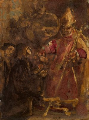 Bishop Lubranski establishes the Ecclesiastical Academy in Poznan, sketch by Jan Matejko Oil Painting