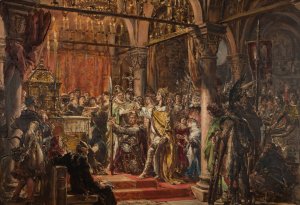 Coronation of the First King, 1001 AD, from the series “History of Civilization in Poland” by Jan Matejko Oil Painting