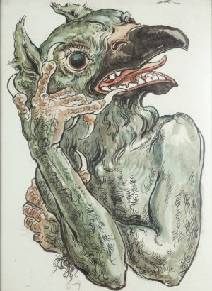 Devil with a bird's head by Jan Matejko Oil Painting