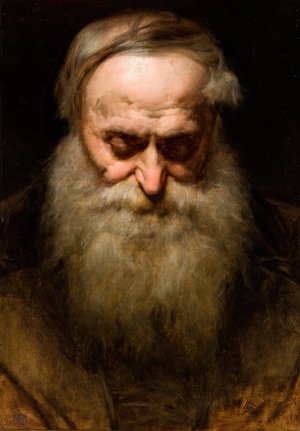 Head of an Old Man with a Grey Beard by Jan Matejko Oil Painting