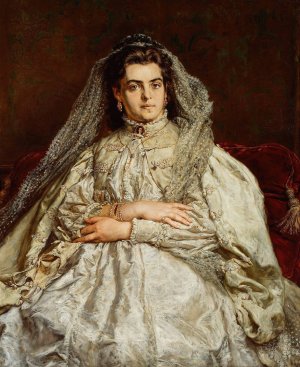 Portrait of artist's wife, Teodora nee Giebultowska Oil painting by Jan Matejko