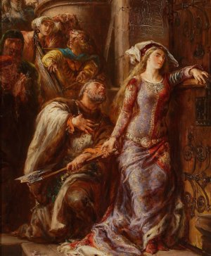 Queen Jadwiga and Dymitr of Goraj by Jan Matejko Oil Painting