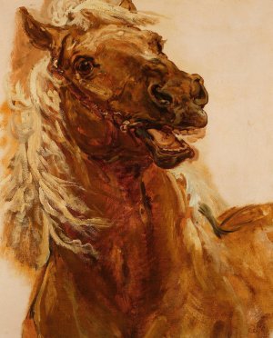 Sketch of horse's head for the painting 'Zamoyski at Byczyna' Oil painting by Jan Matejko