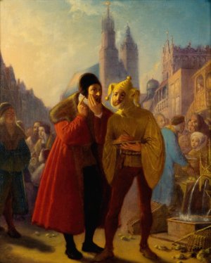 Stanczyk faking a toothache by Jan Matejko Oil Painting