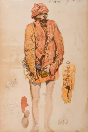 Studia kostiumowe z XVII w. - Zwloki mezczyzny w czerwonym zupanie; szkice rekawa i trzewika Oil painting by Jan Matejko