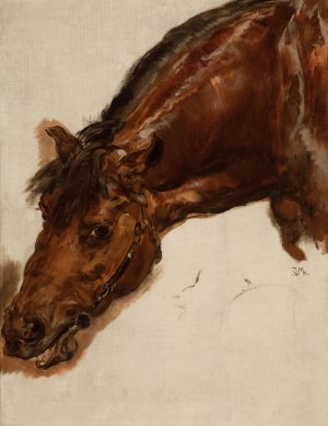 Study of a horse head by Jan Matejko Oil Painting
