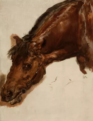 Study of a horse head by Jan Matejko Oil Painting