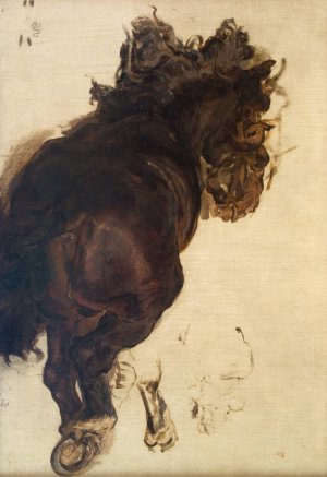 Study of a recIIning horse by Jan Matejko Oil Painting