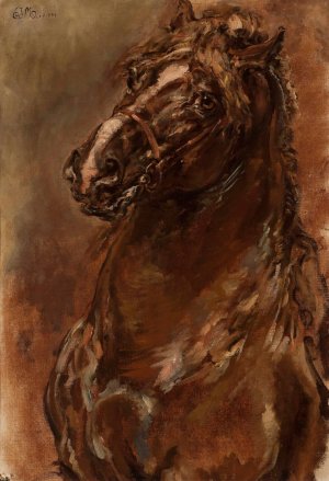 Study of horse's head for 'The Maid of Orleans' by Jan Matejko Oil Painting