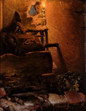 The interior of the tomb of King Kazimierz Wielki by Jan Matejko Oil Painting