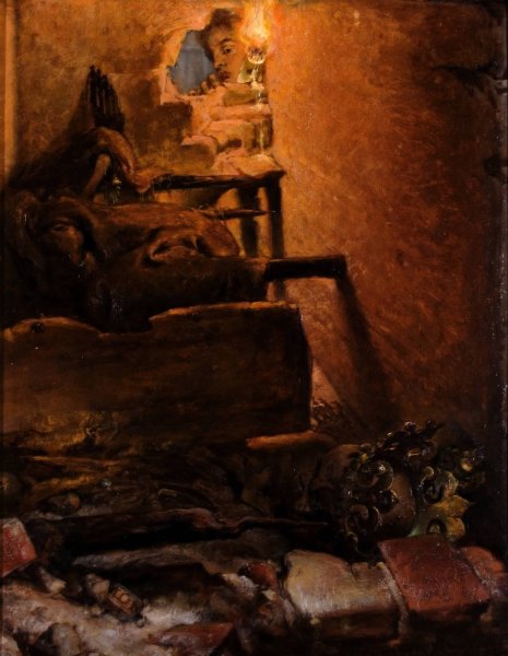 The interior of the tomb of King Kazimierz Wielki  by Jan Matejko - Hand-Painted Oil Painting Reproduction