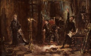 Twardowski conjuring the spirit of Barbara for Sigismund Augustus, sketch by Jan Matejko Oil Painting